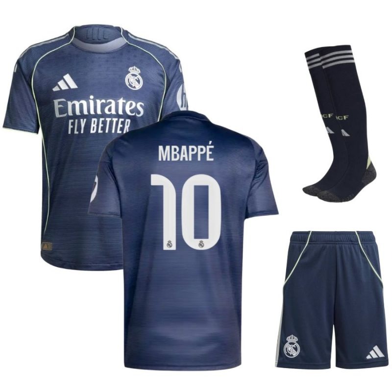Real Madrid CF MBAPPÉ 2025/26 Kids' Away Kit - Blue