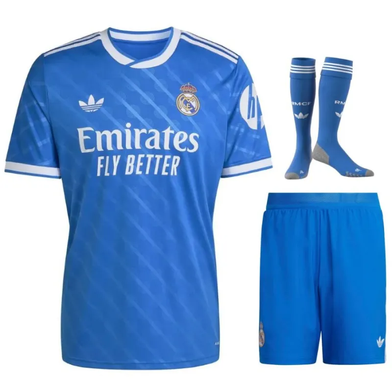 Real Madrid 2025/26 Drittes Kinder-Kit – Blau