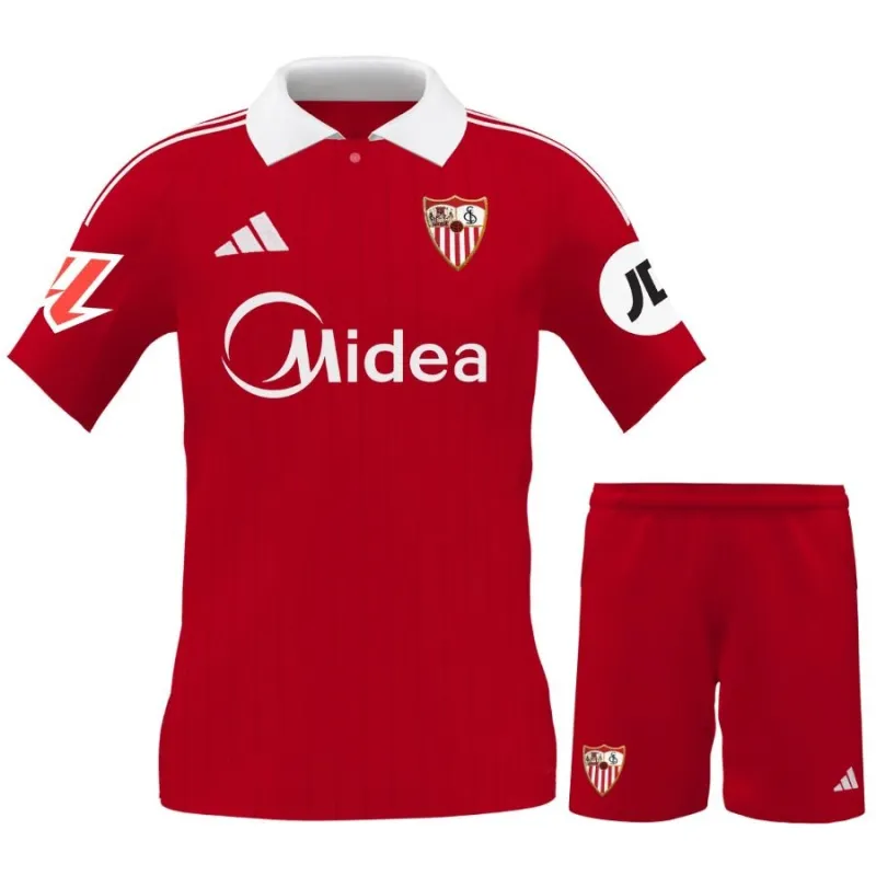Maglia in trasferta bambini + short del Sevilla 2025/26 - Rosso
