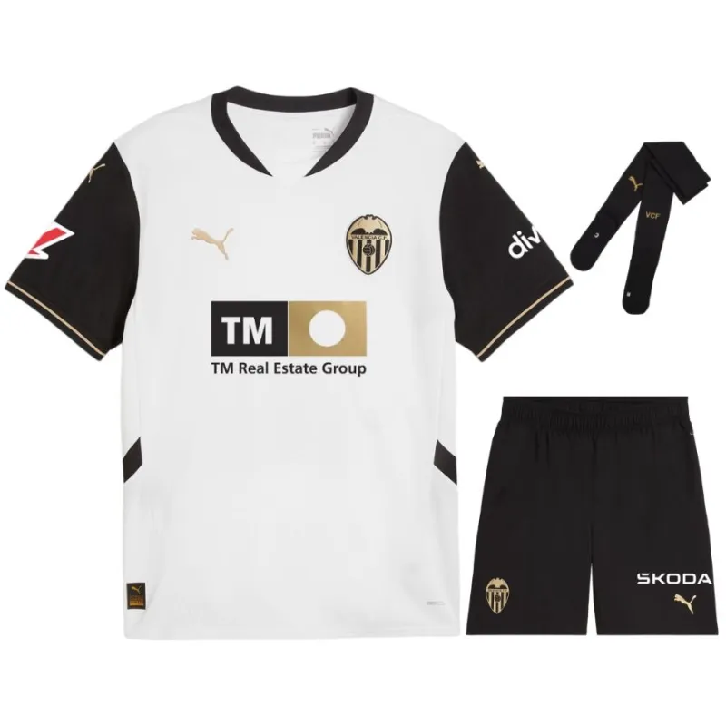 Juego de camisetas para niños de Valencia 2024/25 de local - Blanco