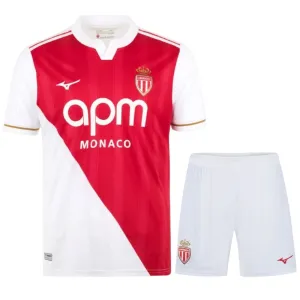 AS Monaco 2025/26 Kids' Home Jersey + Shorts - White/Red