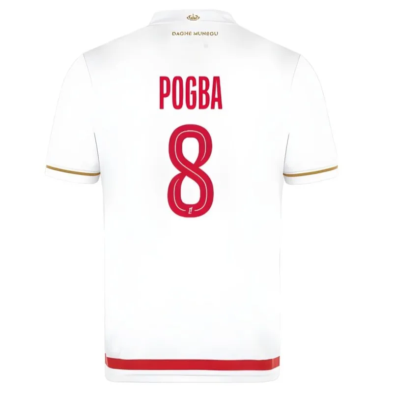 Pogba AS Monaco Kids' Home Jersey + Shorts 2025/26 - White/Red