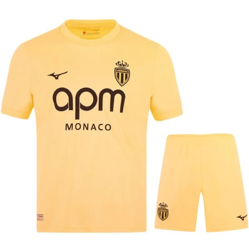 Monaco 2025/26 Terza Maglia Bambino + Pantaloncini - Gialla