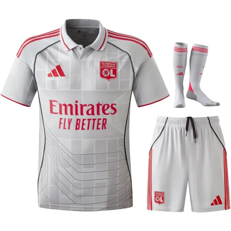 Lyon 2025/26 Drittes Kindertrikot mit Hose - Grau