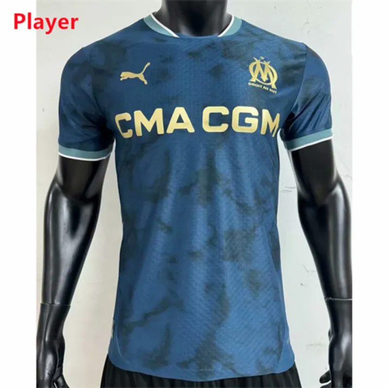 Maillot de la version joueur d'extérieur de l'Olympique de Marseille 2024/25 - Bleu