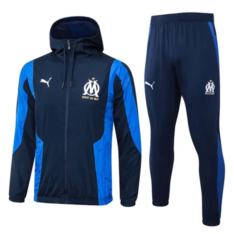 Windproof hooded tracksuit of Olympique de Marseille for 2024/25 - Blue