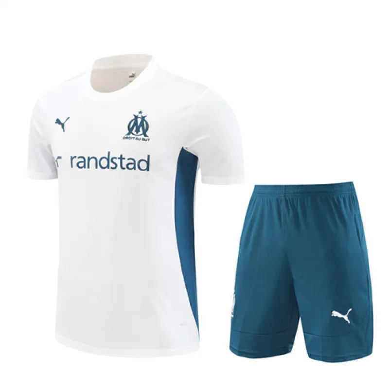 Olympique de Marseille children's training jersey + shorts for 2024/25 - White