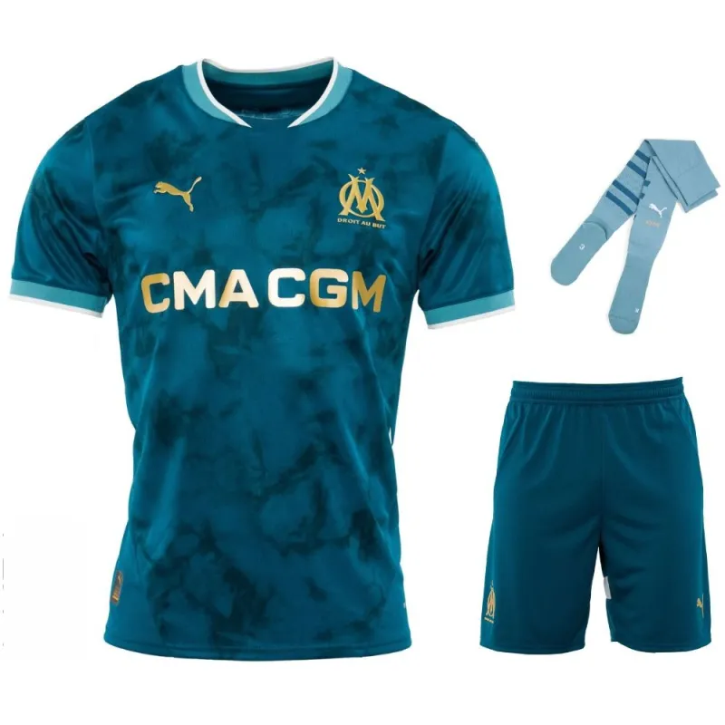 Kinder - Auswärtstrikot - Set von Marseille 2024/25 - Blau