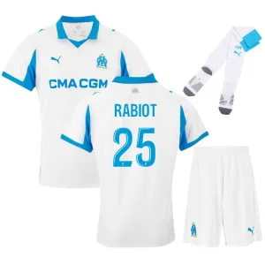 Set di maglia bambini di RABIOT dell'Olympique Marseille 2025/26 casa - Bianco