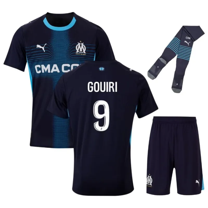 Set de camiseta infantil de Gouiri del Olympique Marseille 2025/26 fuera de casa - Azul