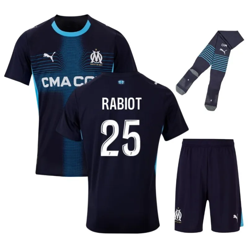 Set de camiseta infantil de RABIOT del Olympique Marseille 2025/26 fuera de casa - Azul