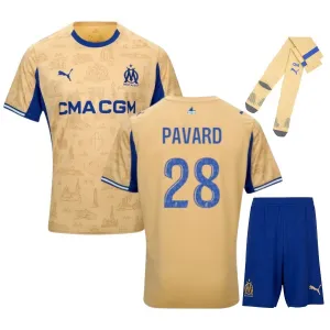 Marseille PAVARD 2025/26 Kinder viertes Trikot Set - Beige
