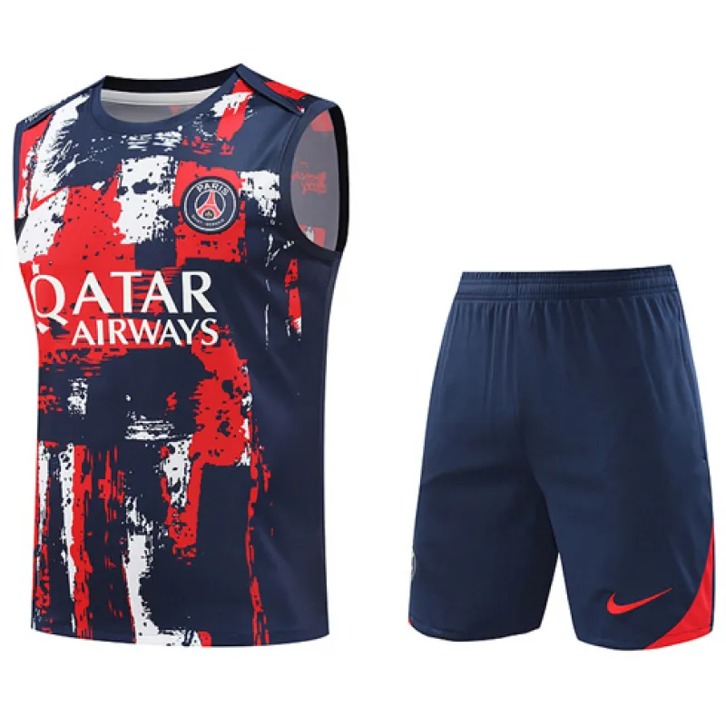 Set di pantaloncini e gilet di Paris Saint-Germain 2024/25 - Blu