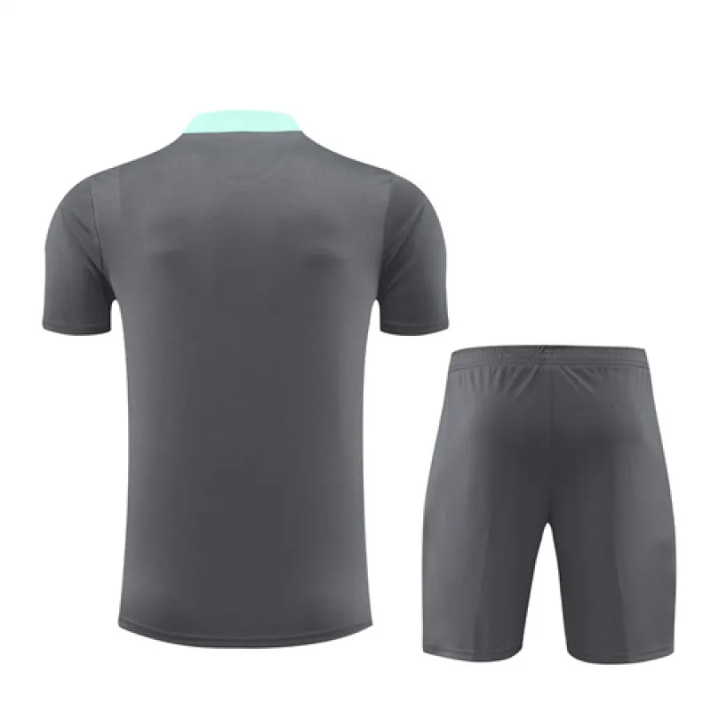 Paris Saint-Germain geflocktes Trainingstrikot + Shorts 2024/25 - Grau