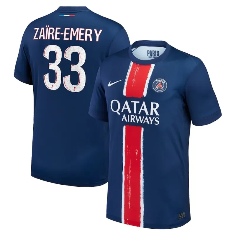 Maglia di casa di Paris Saint-Germain 2024/25 indossata da Zacharie Emery - Blu/Rosso