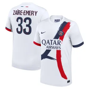 Maglia fuori casa di Paris Saint - Germain 2024/25 indossata da Zacharie Emery - Bianco