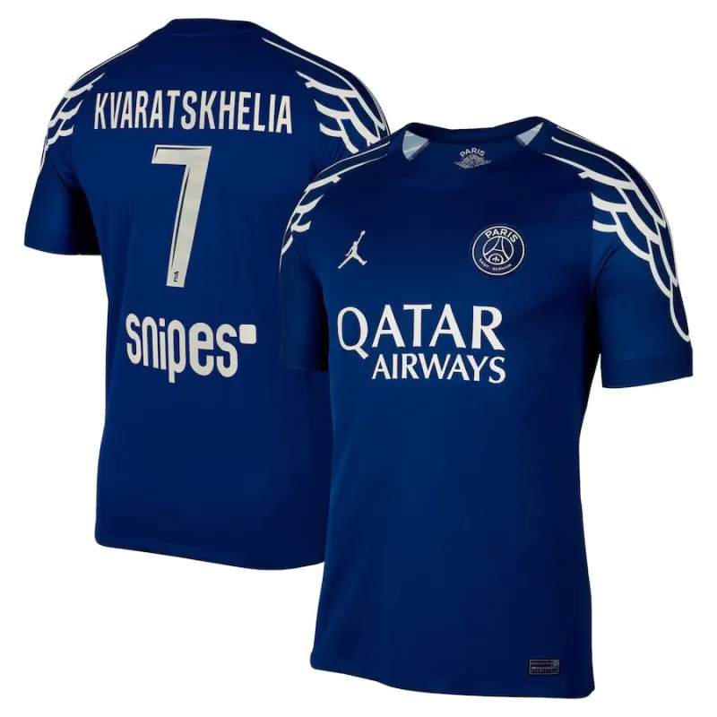 Maglia quarta di Paris Saint - Germain 2024/25 indossata da Khvicha Kvaratskhelia - Blu