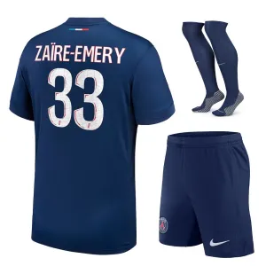 Set della kit di casa 2024/25 per bambini di Paris Saint - Germain indossato da Warren Zaire - Emery - Blu