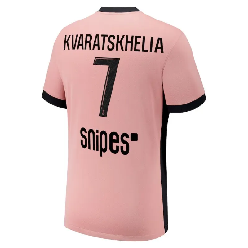 Khvicha Kvaratskhelia's Paris Saint - Germain Kids' 2024/25 Third Kit Set - Pink