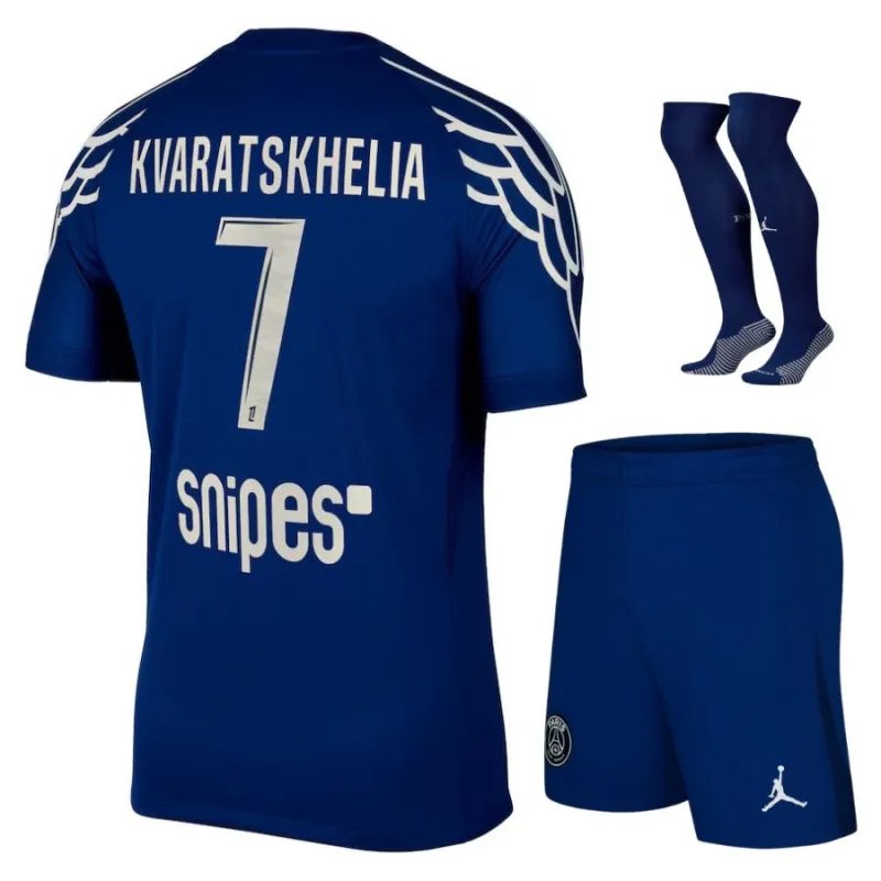Khvicha Kvaratskhelia's Paris Saint - Germain Kids' 2024/25 Fourth Kit Set - Blue
