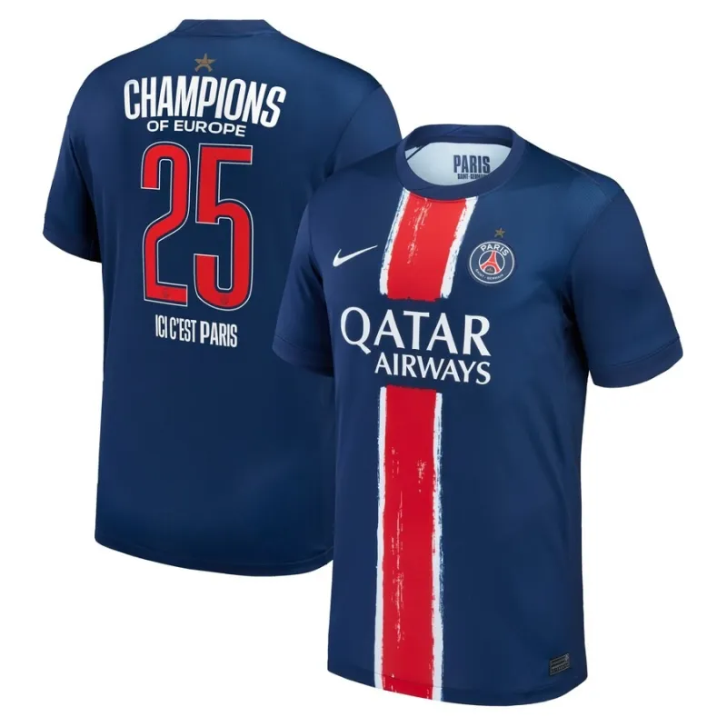 Paris Saint-Germain 2025 Home UCL Champions Kids' Jersey with One Star- Blue