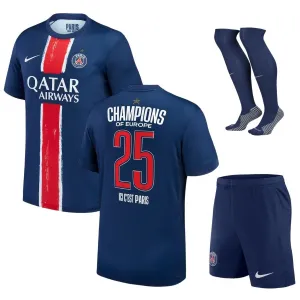 Paris Saint-Germain 2025 Kit di casa UCL Champions per bambini con una stella- Blu