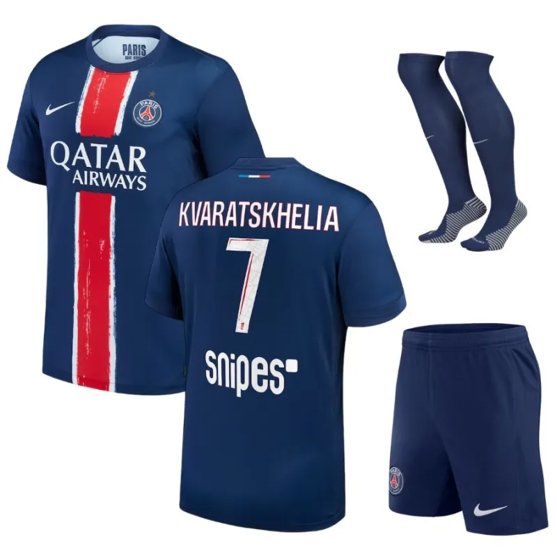 Paris Saint - Germain KVARATSKHELIA 2024/25 Heim - Kinderanzugstrick mit einem Stern- Blau