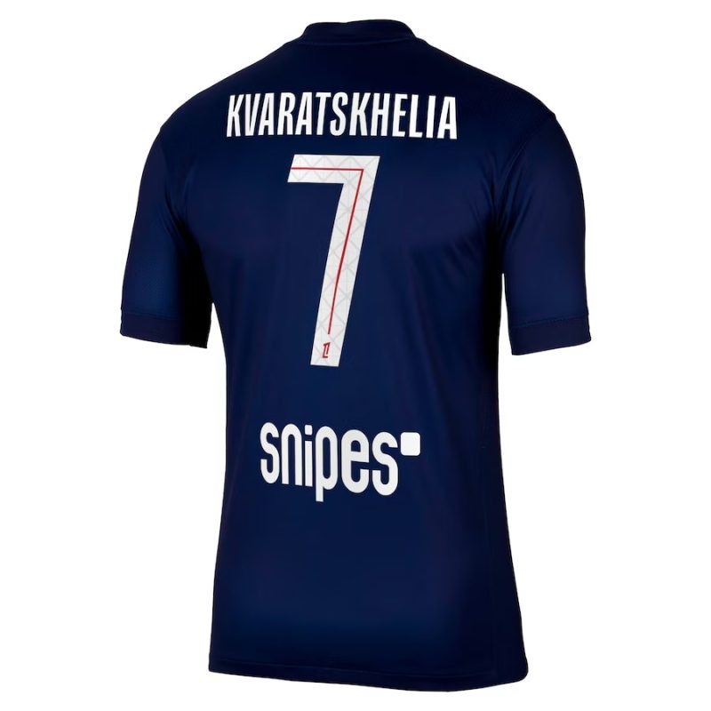 Paris Saint-Germain KVARATSKHELIA Bambini 2025/26 Kit di casa - Blu/Rosso