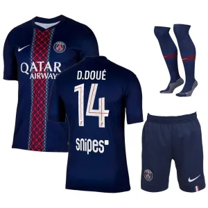 Paris Saint-Germain D.DOUÉ Bambini 2025/26 Kit di casa - Blu/Rosso