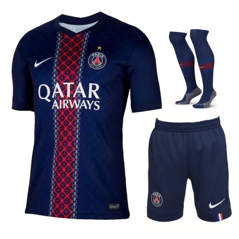 Paris Saint-Germain 2025/26 kids home 1-star jersey set blue