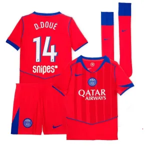 Paris Saint-Germain D.DOUE Set Terza Maglia Bambino 2025/26 - Rossa