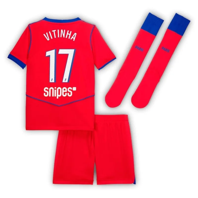 Paris Saint-Germain VITINHA Set Terza Maglia Bambino 2025/26 - Rossa