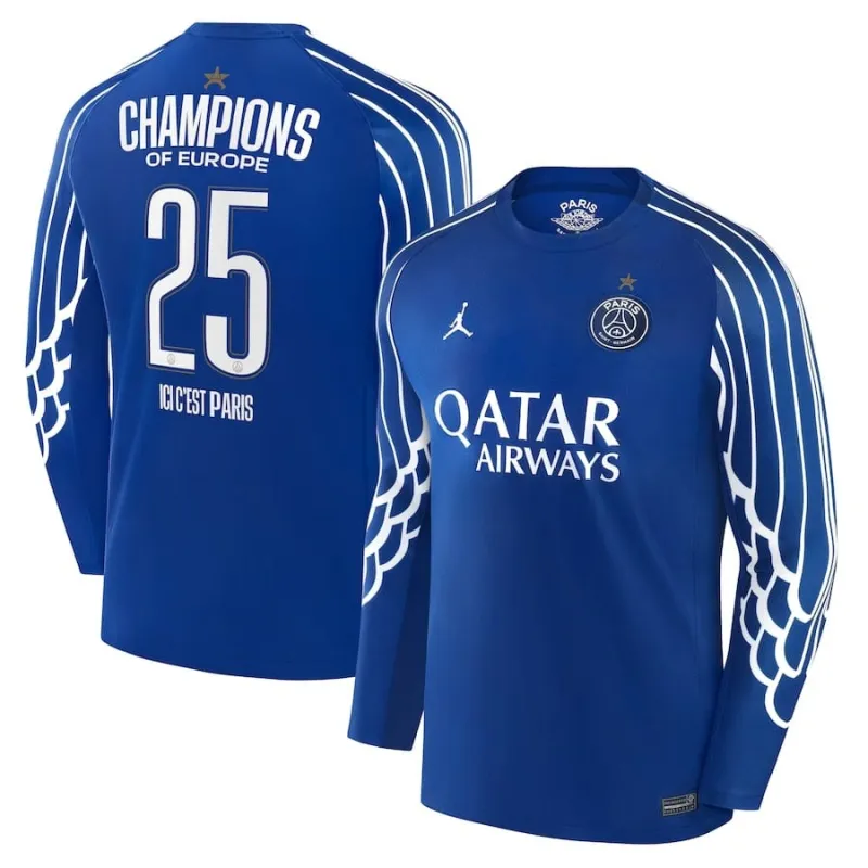 PSG 2025/26 UCL Vierte Langarmtrikot Blau