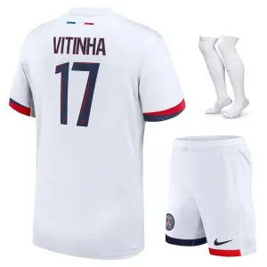 Paris Saint-Germain VITINHA 2025/26 Maglia trasferta bambini - Bianca