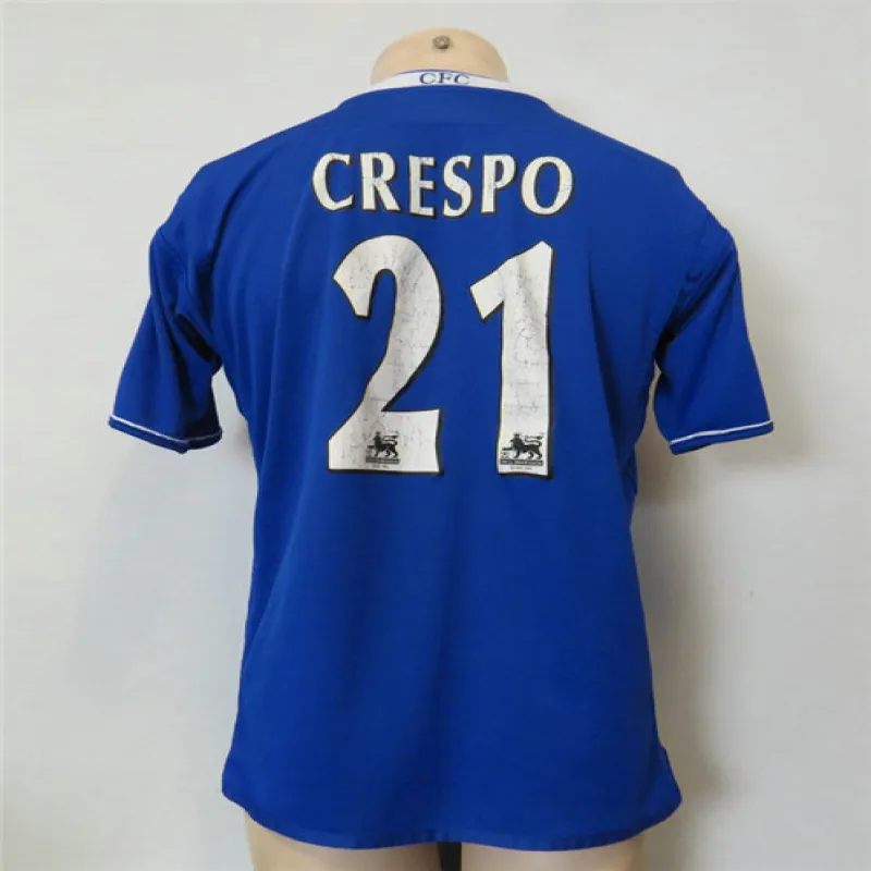 Crespo, camiseta retro de campo de Chelsea 2003 - 05, número 21 - Azul