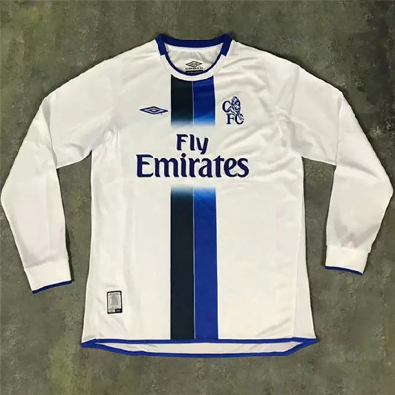Maillot rétro à manches longues d'extérieur de Chelsea 2003 - 2005 - Blanc