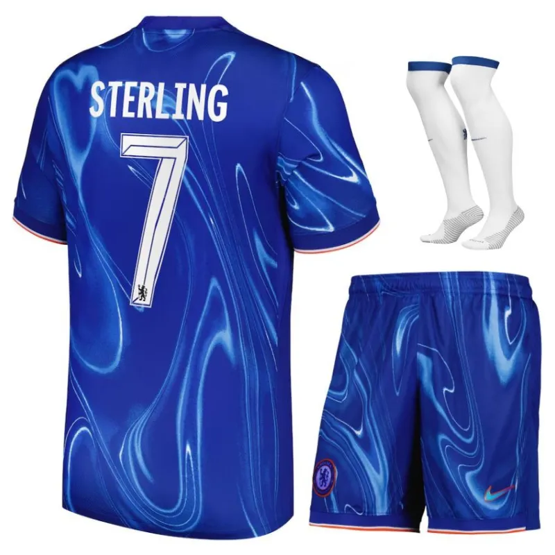 L'ensemble de maillots pour enfants de domicile de Chelsea 2024/25 de Sterling - Bleu