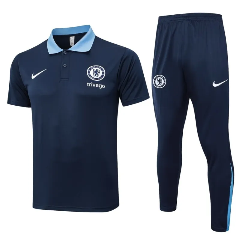 Chemise de entraînement Polo + Pantalon de Chelsea 2024/25 - Bleu marine