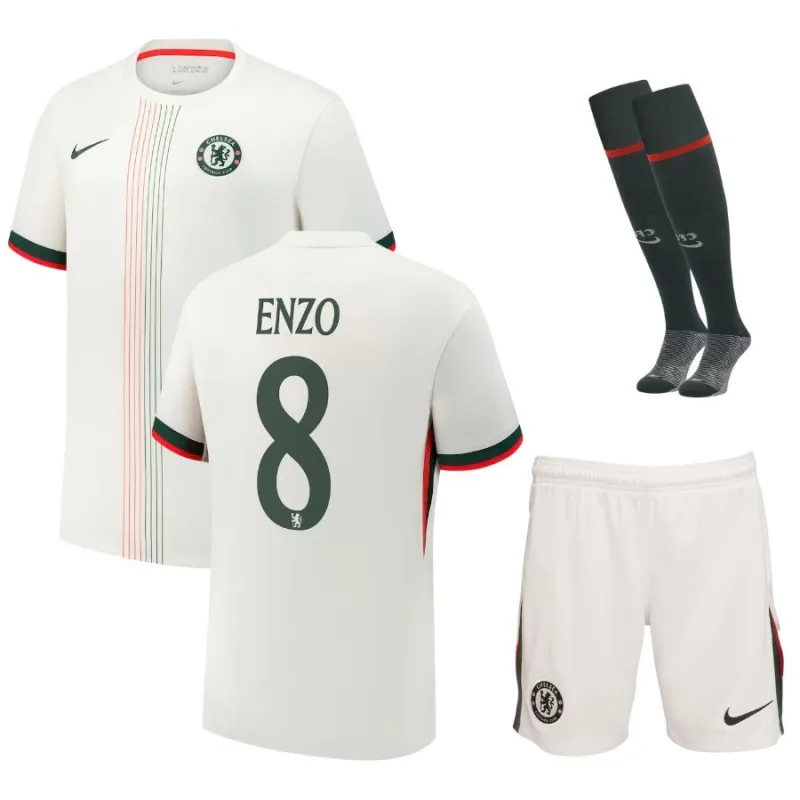 Ensemble de maillot enfant à l'extérieur du Chelsea ENZO 2025/26 - Blanc