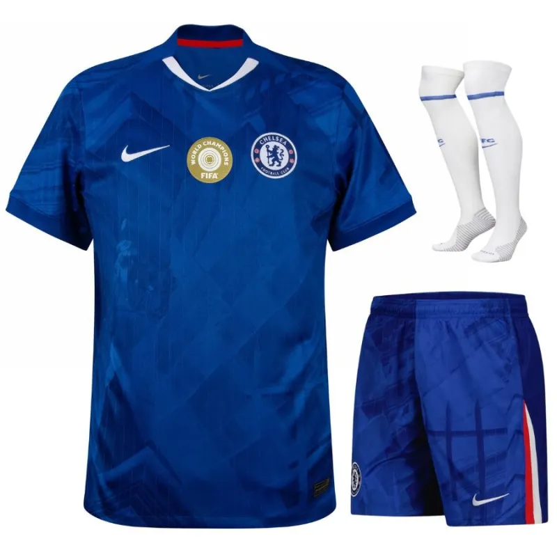 Set de camiseta infantil campeona de la Copa Mundial de Clubes de Chelsea 2025 en casa - Azul