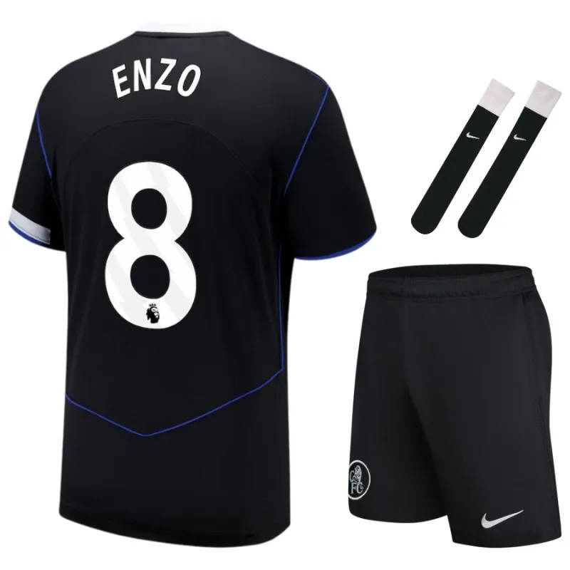 Chelsea ENZO 2025/26 Troisième ensemble de maillot pour enfants - Noir
