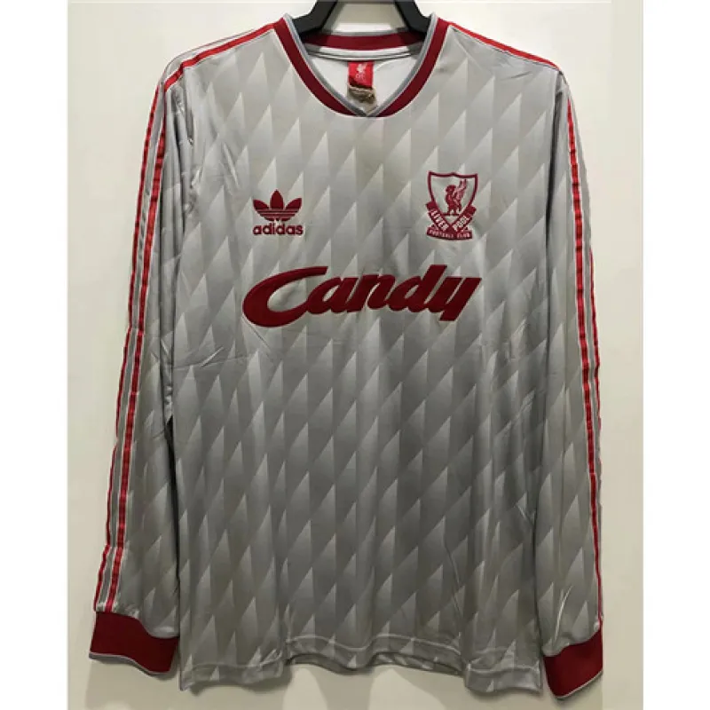 Liverpool 1989 - 91 Retro - Auswärts - Langarm - Trikot - Grau
