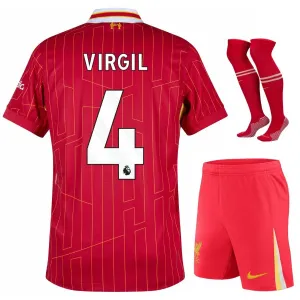 Juego de camisetas para niños de campo de Liverpool 2024/25 de Virgil - Rojo