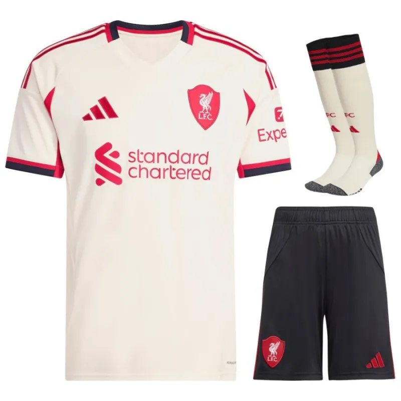 Liverpool 2025/26 Ensemble de maillot extérieur pour enfants - Blanc