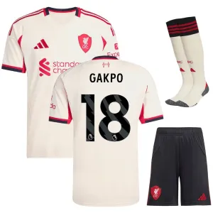 Liverpool GAKPO 2025/26 Kids' Away Jersey Set - White