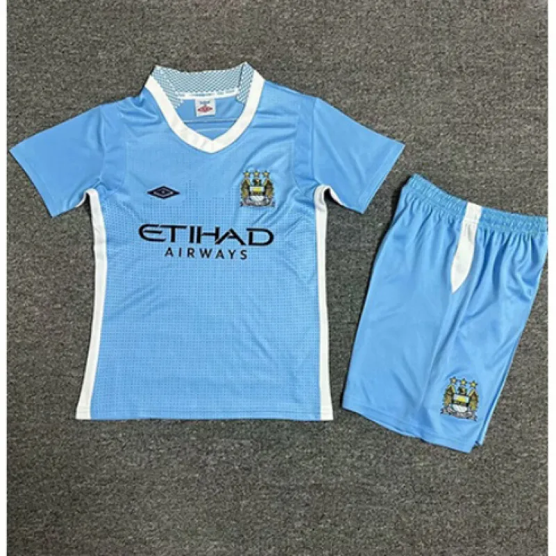 Manchester City 2011/12 Kids Home Retro Jersey - Blue