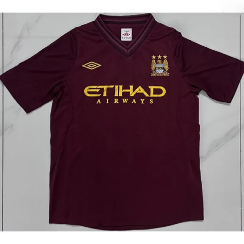 Maglia di trasferta retrò di Manchester City 2012/13 - Rosso borgoña