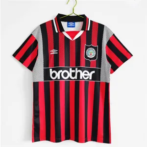 Manchester City 1994 - 96 Away Retro Jersey - Red/Black