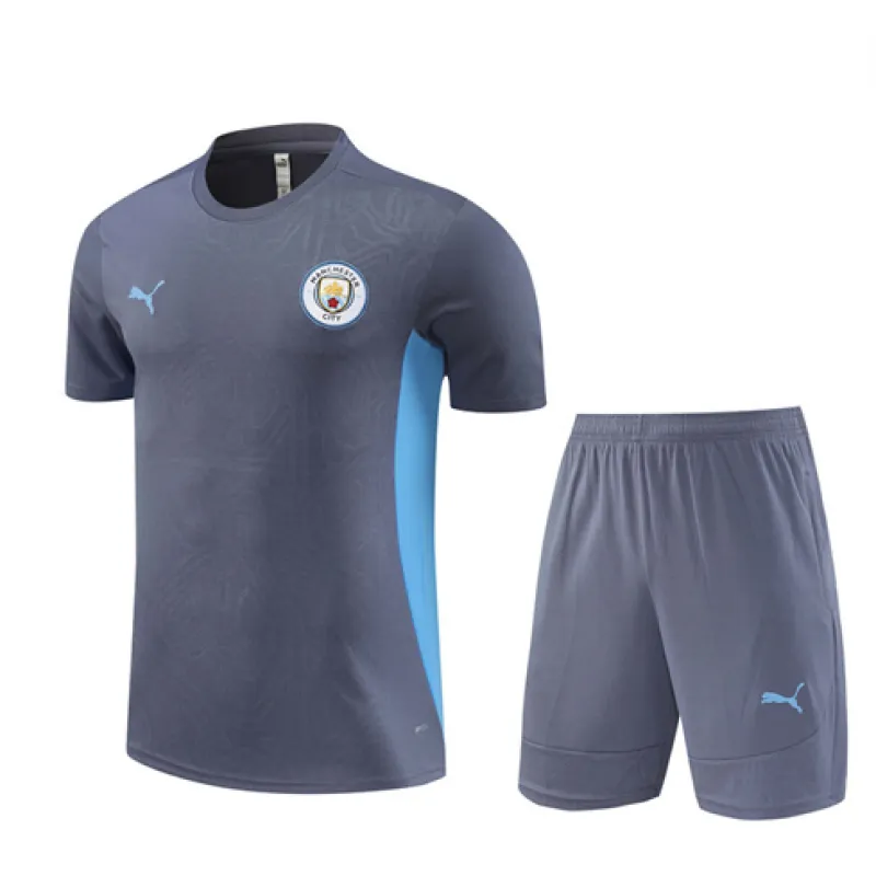 T-shirt et shorts d'entraînement pour enfants de Manchester City 2024/25 - Gris foncé