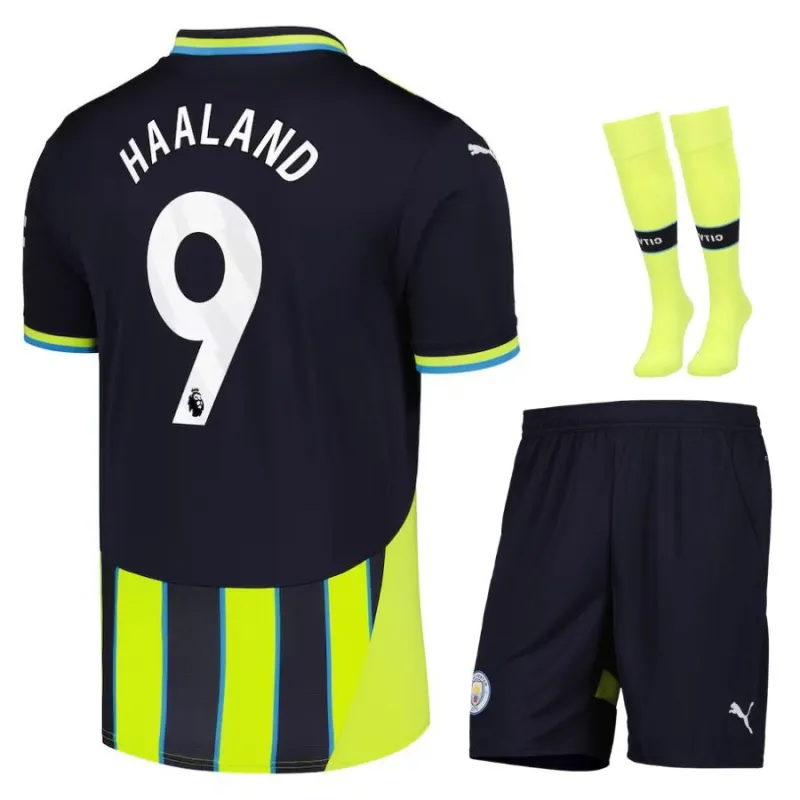 HAALAND Manchester City Kids' Away Jersey Set 2024/25 - Black/Green